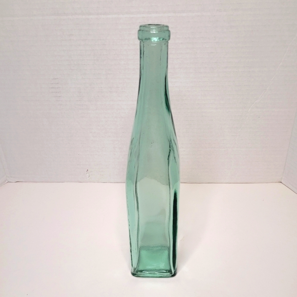 Square Vintage Light Green Glass Bottle Suncatcher Vase